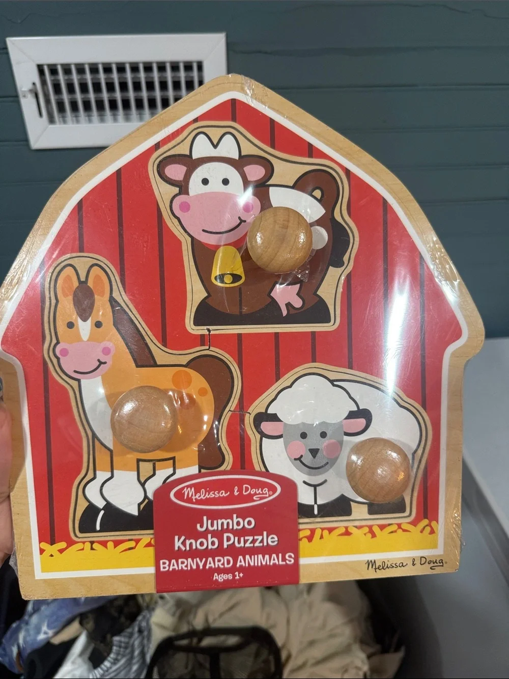 Melissa & Doug Barnyard Animals Jumbo Knob Puzzle - Red